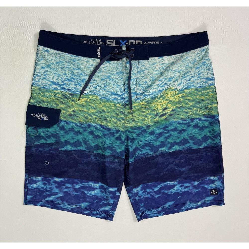 Salt Life SLX-QD Vapor Stretch Board Shorts Mens 38x9.5 Graphic Water Beach Swim